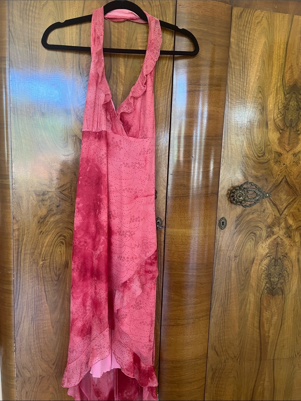 Coral and Red Halter Flowing Dress Size Small